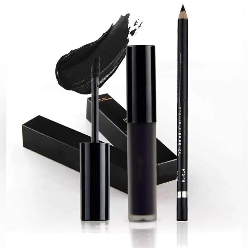 🤯5/$20🤯 Matte Black Liquid Lip Gloss And Lipliner 2 Pcs Set Waterproof